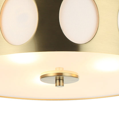 Lusteria 13.8" Modern Gold 3-Light Drum Flush Mount Ceiling Light