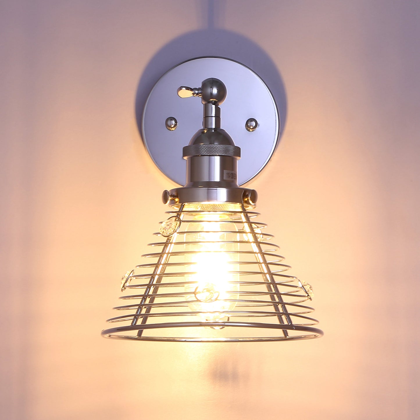 Lusteria 6.88" 1-Light Modern Chrome Crystal Wall Sconce Light