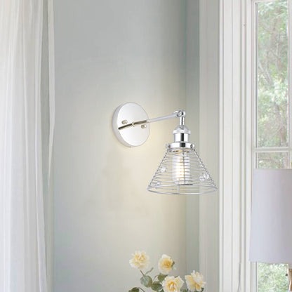 Lusteria 6.88" 1-Light Modern Chrome Crystal Wall Sconce Light