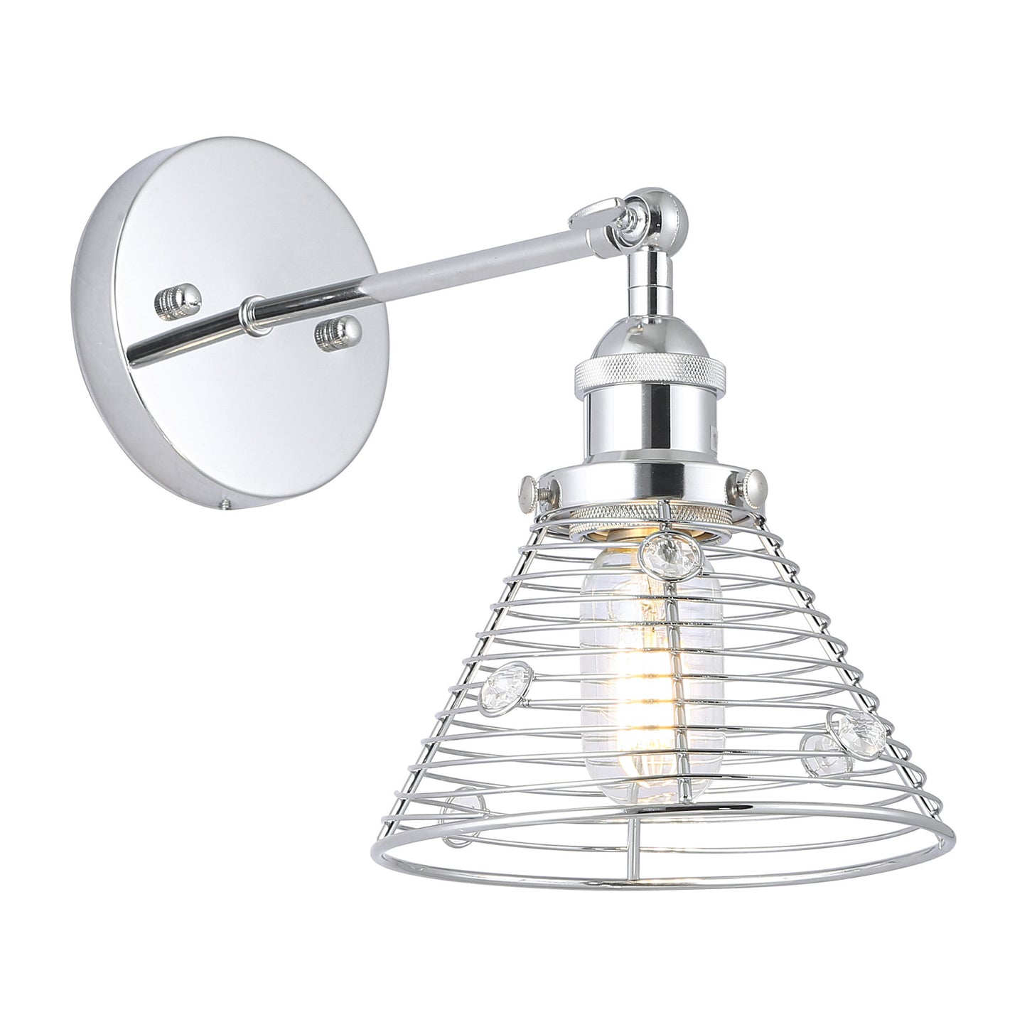 Lusteria 6.88" 1-Light Modern Chrome Crystal Wall Sconce Light