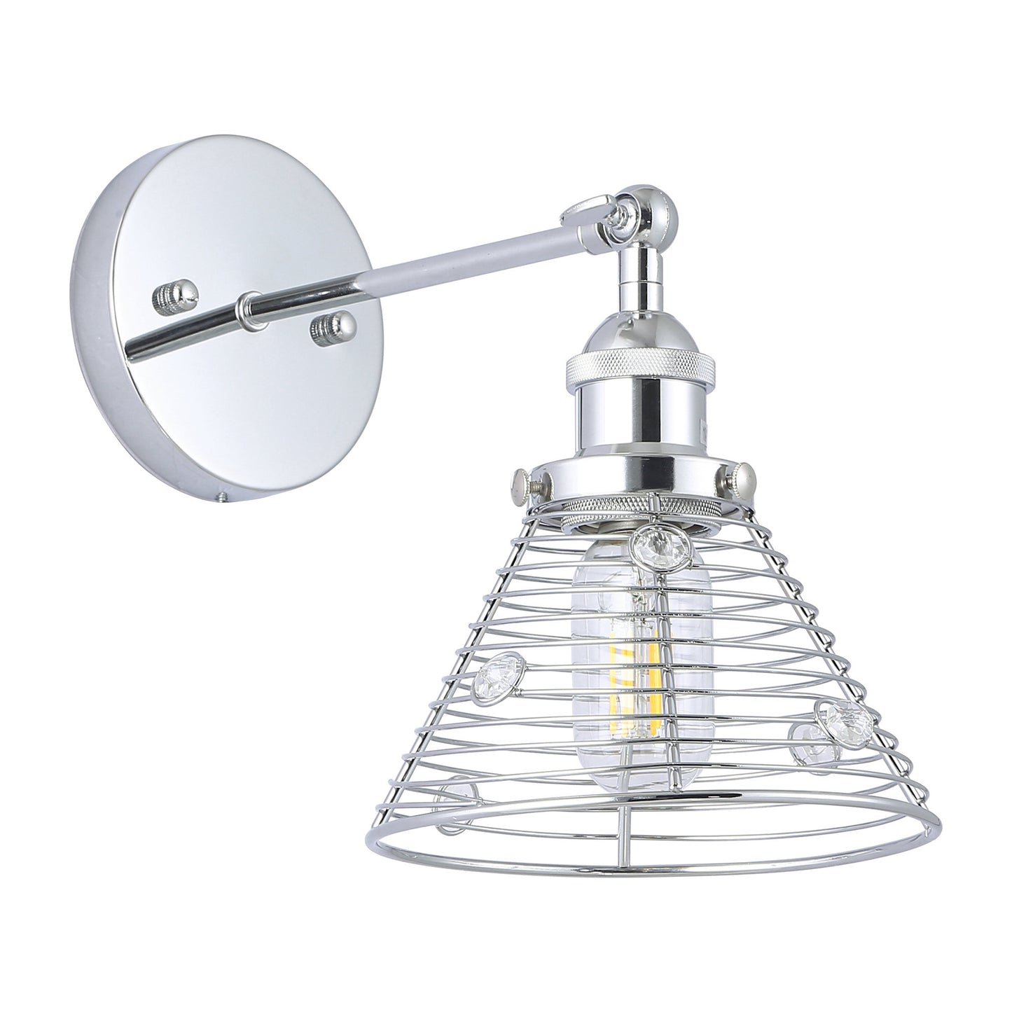 Lusteria 6.88" 1-Light Modern Chrome Crystal Wall Sconce Light