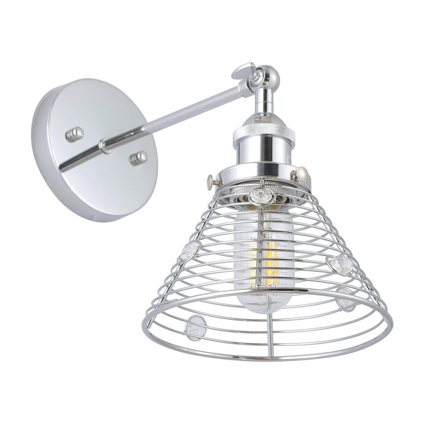 Lusteria 6.88" 1-Light Modern Chrome Crystal Wall Sconce Light