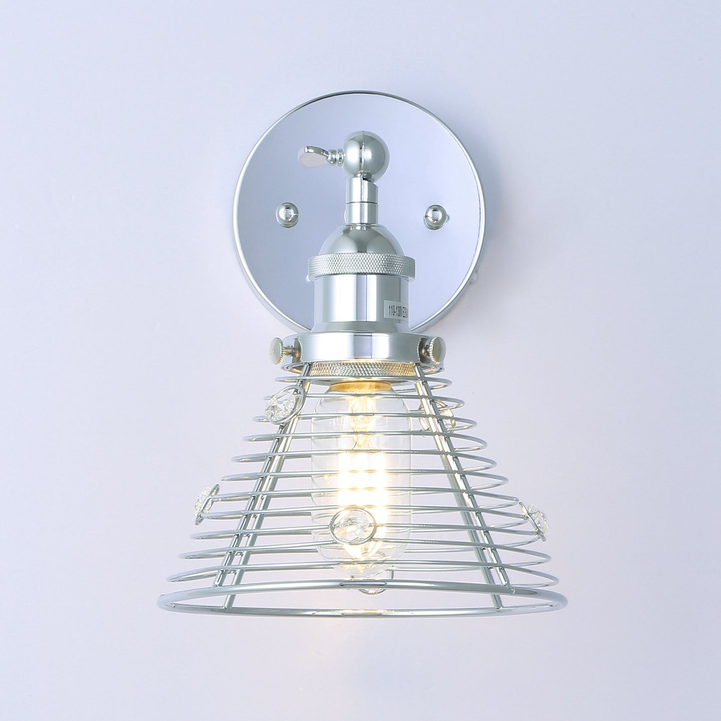 Lusteria 6.88" 1-Light Modern Chrome Crystal Wall Sconce Light