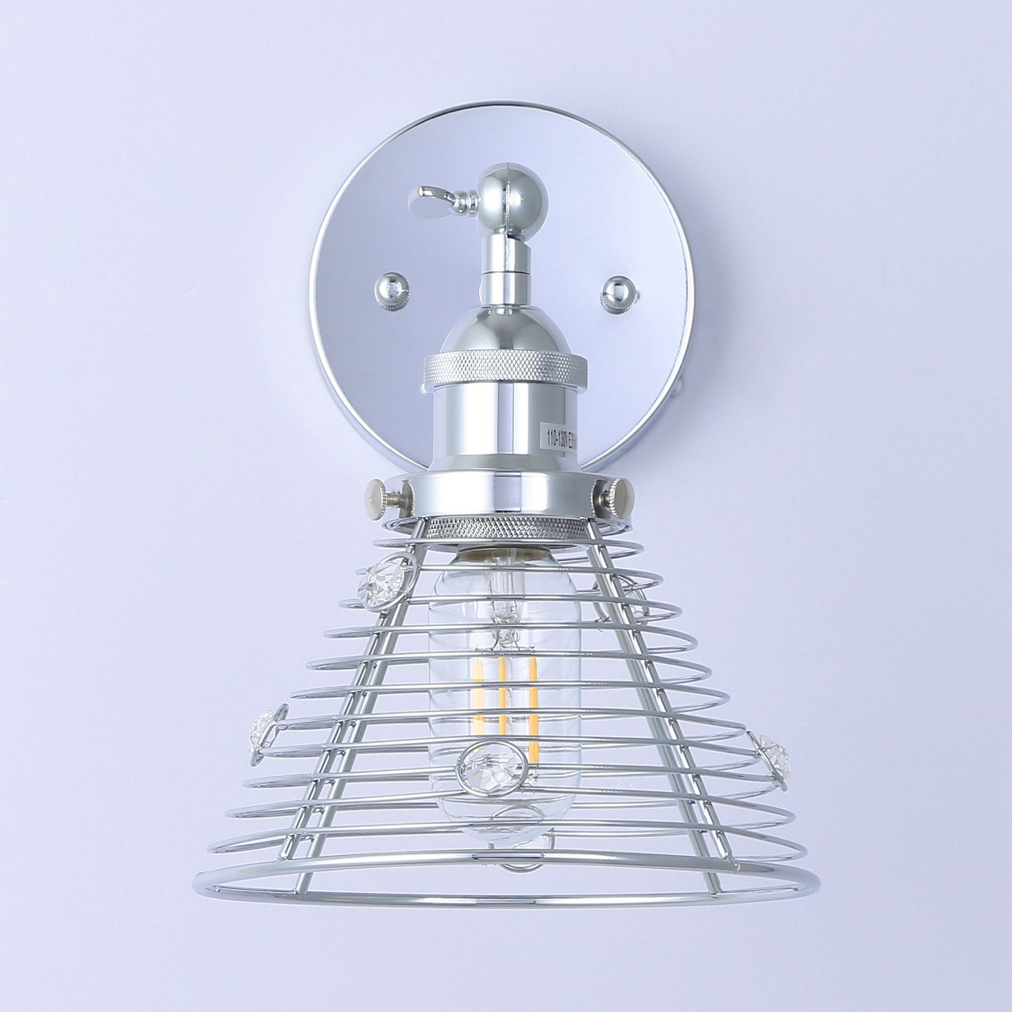 Lusteria 6.88" 1-Light Modern Chrome Crystal Wall Sconce Light