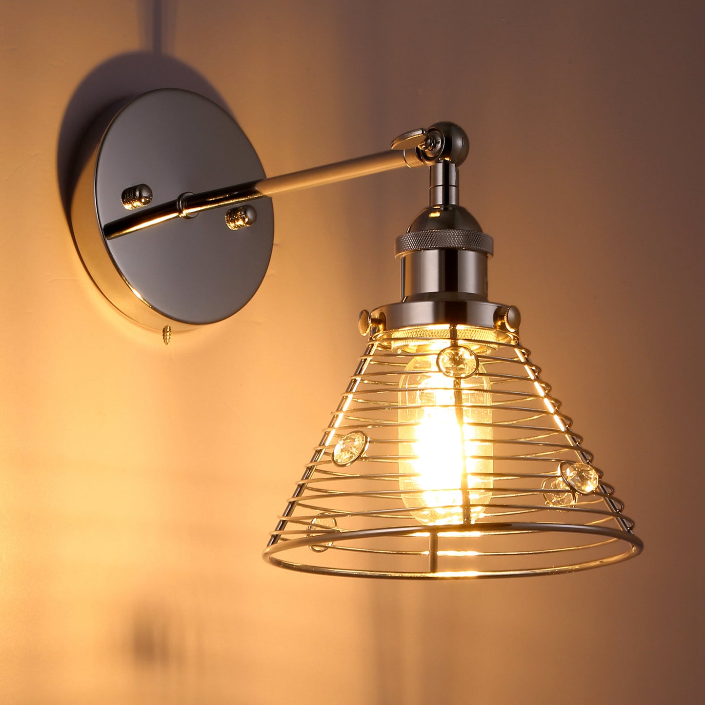 Lusteria 6.88" 1-Light Modern Chrome Crystal Wall Sconce Light