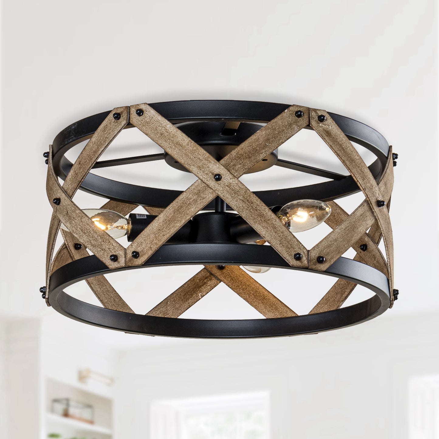 Lusteria 15" 3-Light Farmhouse Flush Mount Ceiling Light