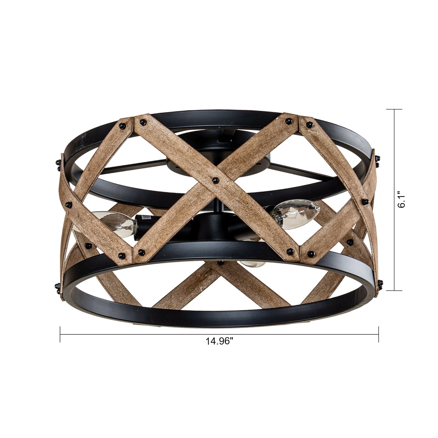 Lusteria 15" 3-Light Farmhouse Flush Mount Ceiling Light