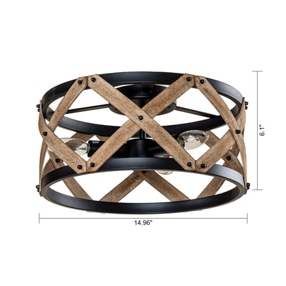 Lusteria 15" 3-Light Farmhouse Flush Mount Ceiling Light