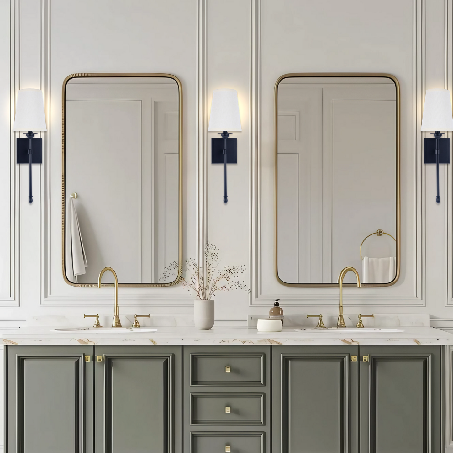 Manor Modern Traditional 1-Light Black Wall Sconce Light