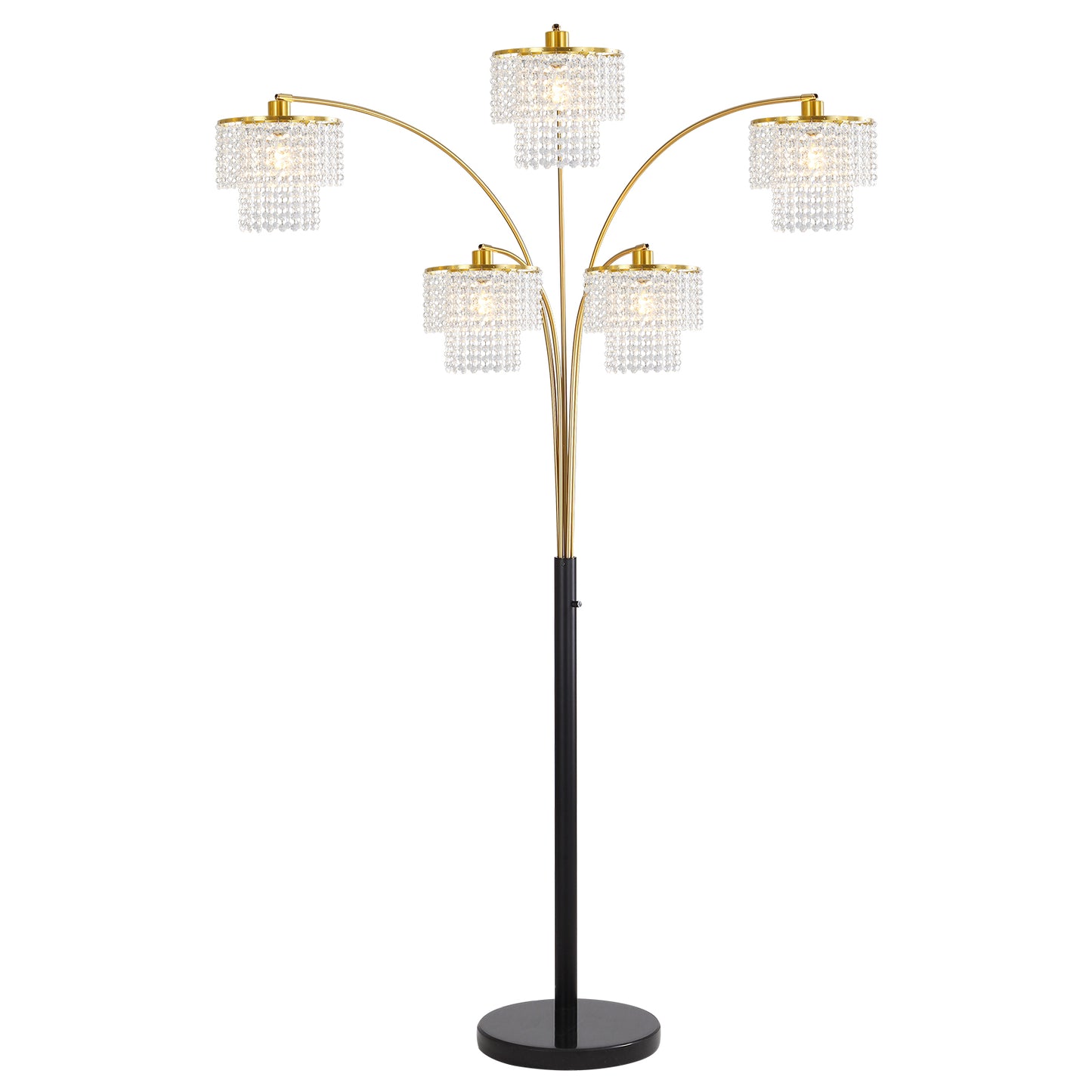 Brio 80" 5-Light Modern Gold Crystal Arc Floor Lamp