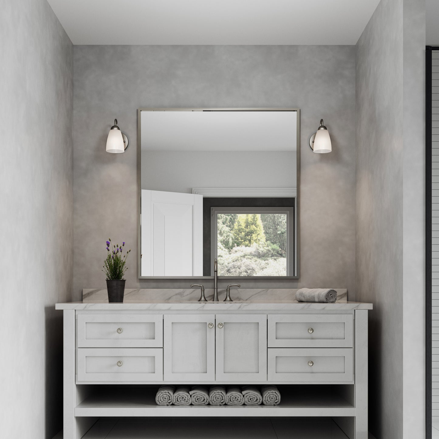 Nell 1-Light Silver Dimmable Bathroom Vanity Light