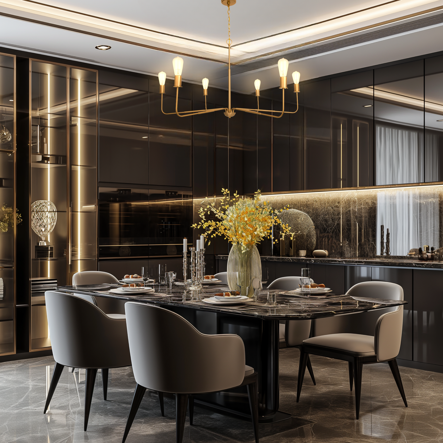 Radiant 6-Light Modern Traditional Gold Chandelier