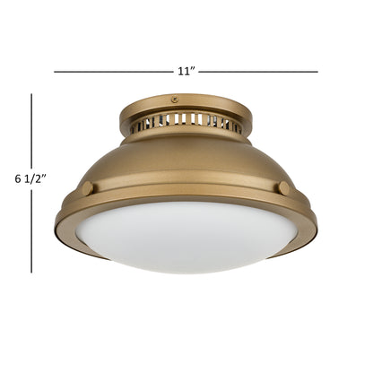 Halo 1-Light 11" Polished Brass Flush Mount Ceiling Light