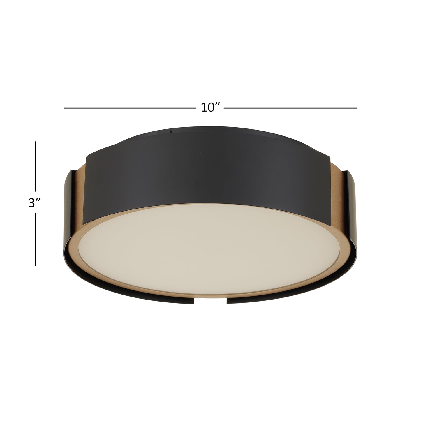 Ember 10" Matte Black with Brass LED Flush Mount Ceiling Light