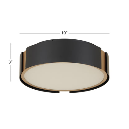Ember 10" Matte Black with Brass LED Flush Mount Ceiling Light