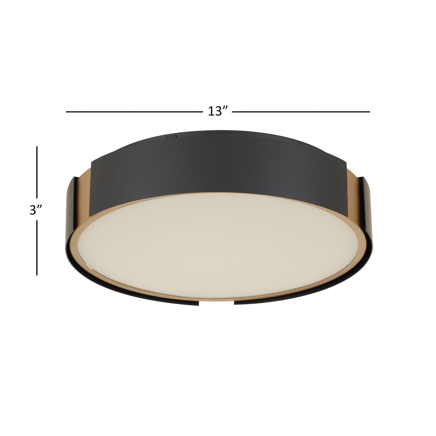 Ember 13" Matte Black with Brass LED Flush Mount Ceiling Light