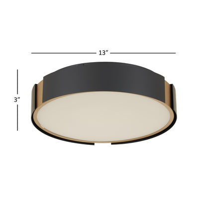 Ember 13" Matte Black with Brass LED Flush Mount Ceiling Light