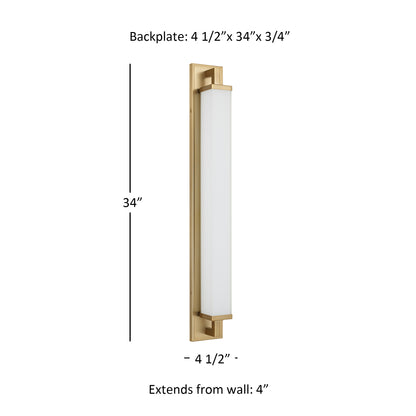 Zenith 34" Antique Brass LED Bathroom Vanity Light