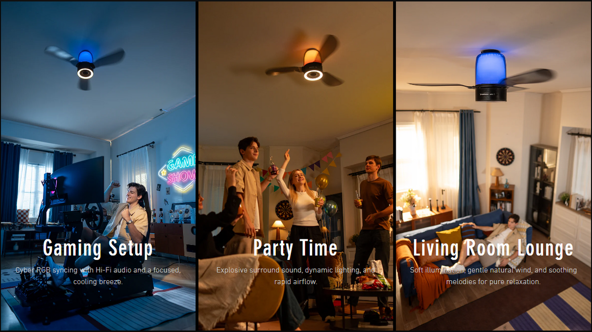Ceiling Fan with Bluetooth Speaker, RGB LED Light, 48-Inch