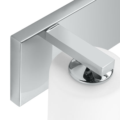 5-Light Chrome Vanity Light – Modern Bathroom Wall Fixture with Etched Opal Glass