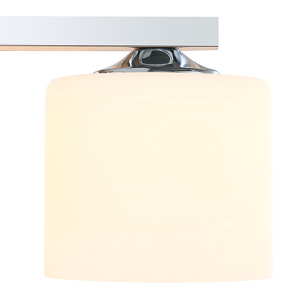 5-Light Chrome Vanity Light – Modern Bathroom Wall Fixture with Etched Opal Glass