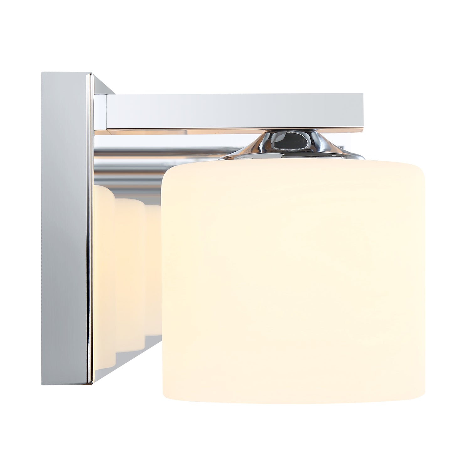 5-Light Chrome Vanity Light – Modern Bathroom Wall Fixture with Etched Opal Glass