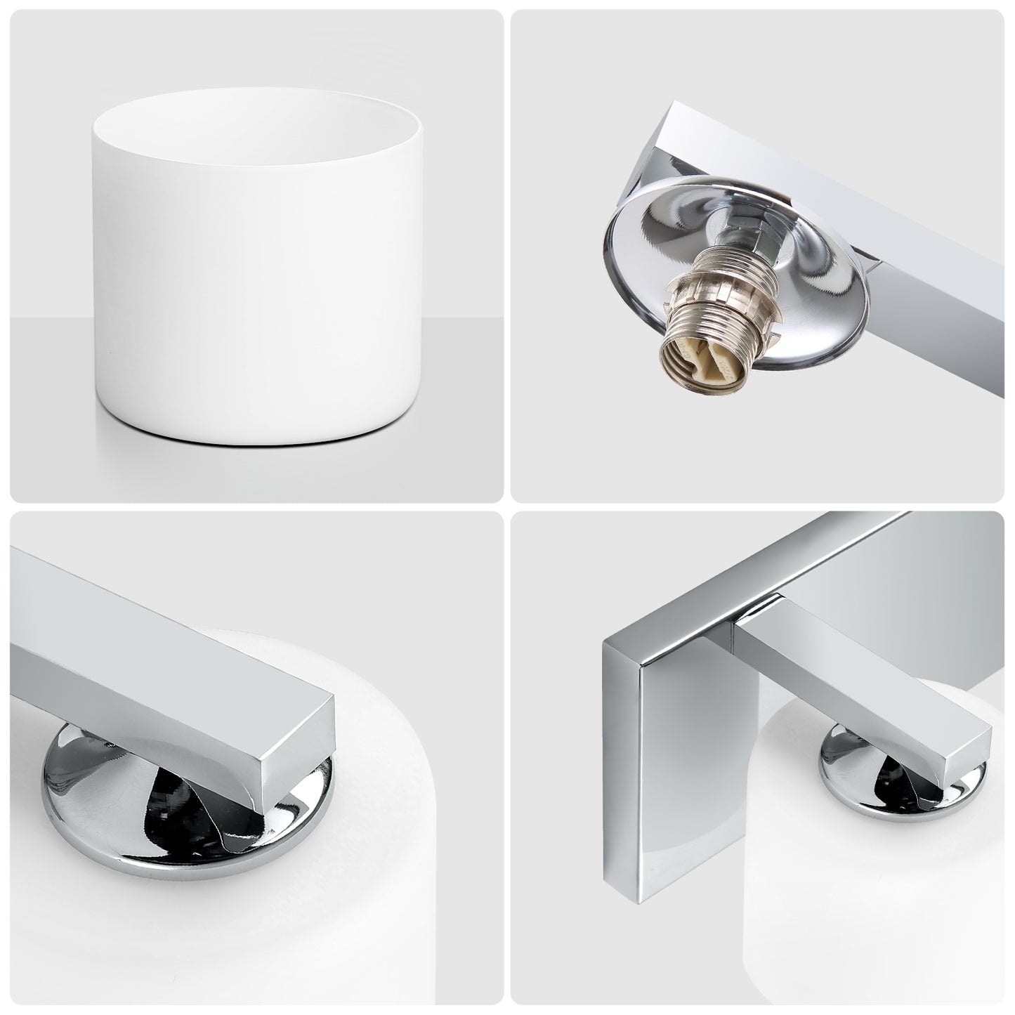 5-Light Chrome Vanity Light – Modern Bathroom Wall Fixture with Etched Opal Glass