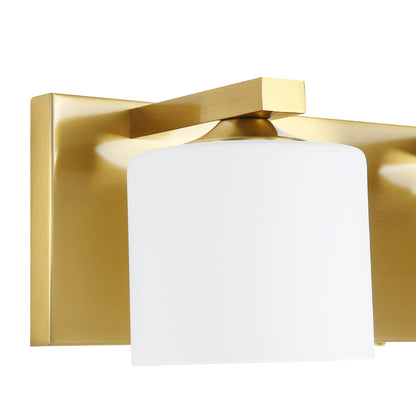 4-Light Gold Vanity Light – Modern Bathroom Wall Fixture with Etched Opal Glass