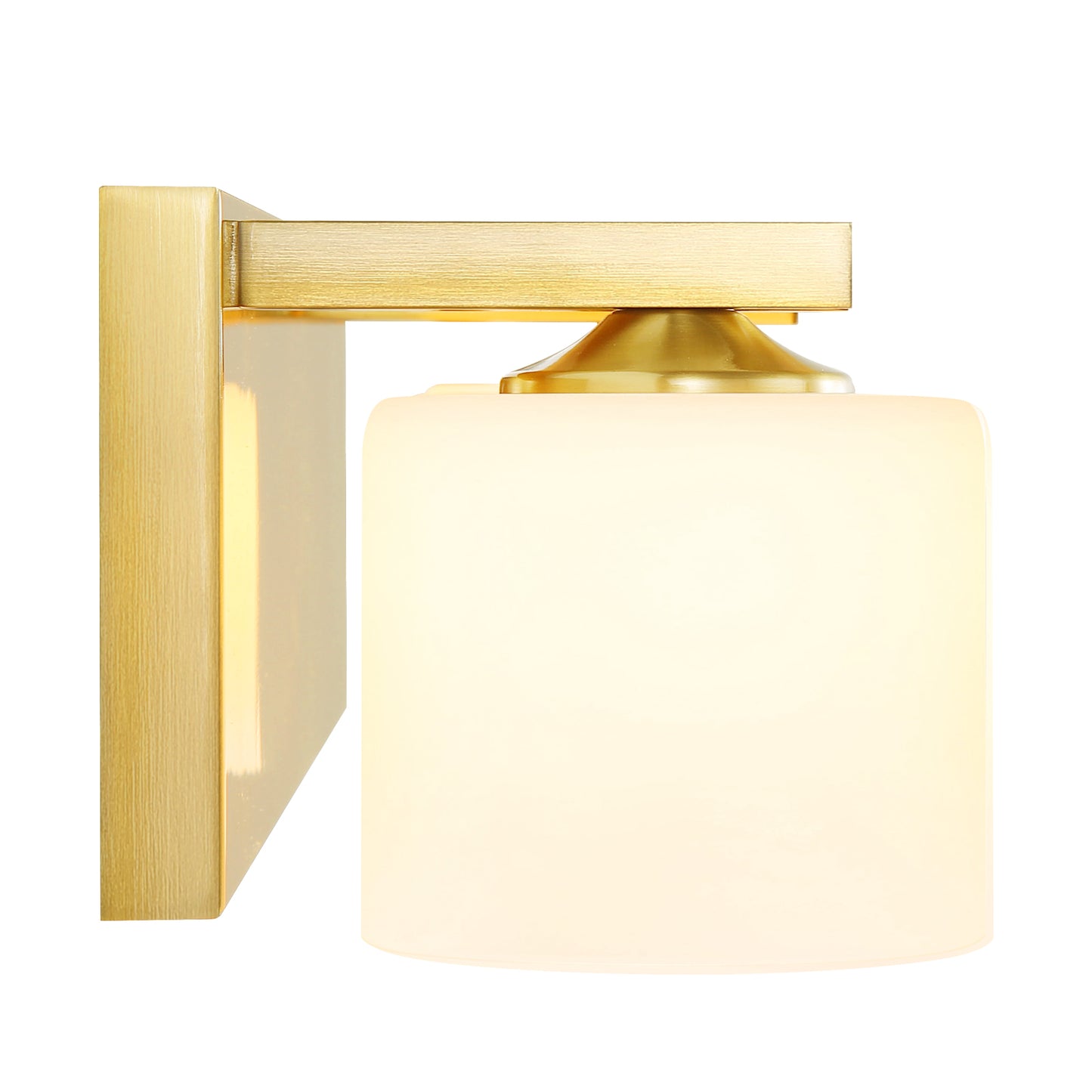 4-Light Gold Vanity Light – Modern Bathroom Wall Fixture with Etched Opal Glass