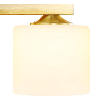 5-Light Gold Vanity Light – Modern Bathroom Wall Fixture with Etched Opal Glass