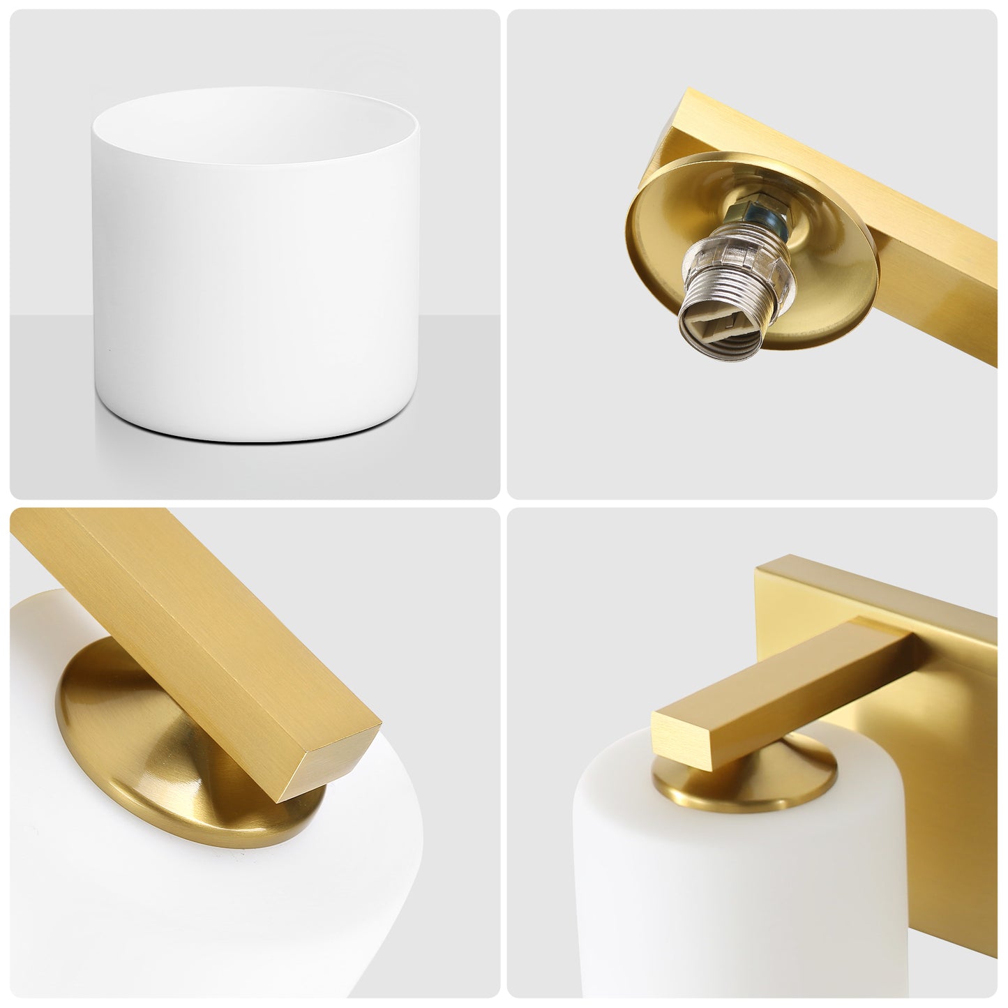 5-Light Gold Vanity Light – Modern Bathroom Wall Fixture with Etched Opal Glass