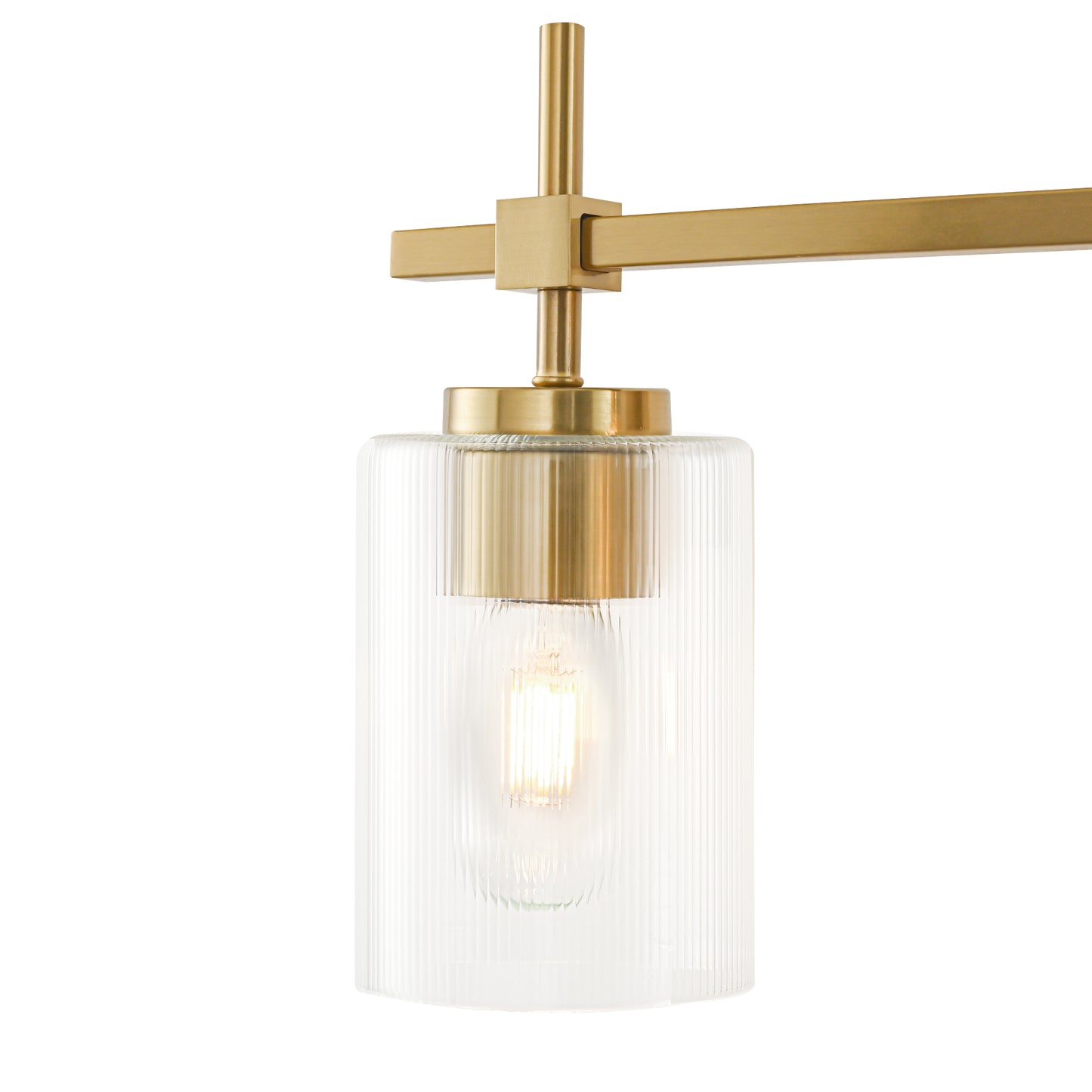 Vanity Light 3-Light Gold Bathroom with Ribbed Clear Glass
