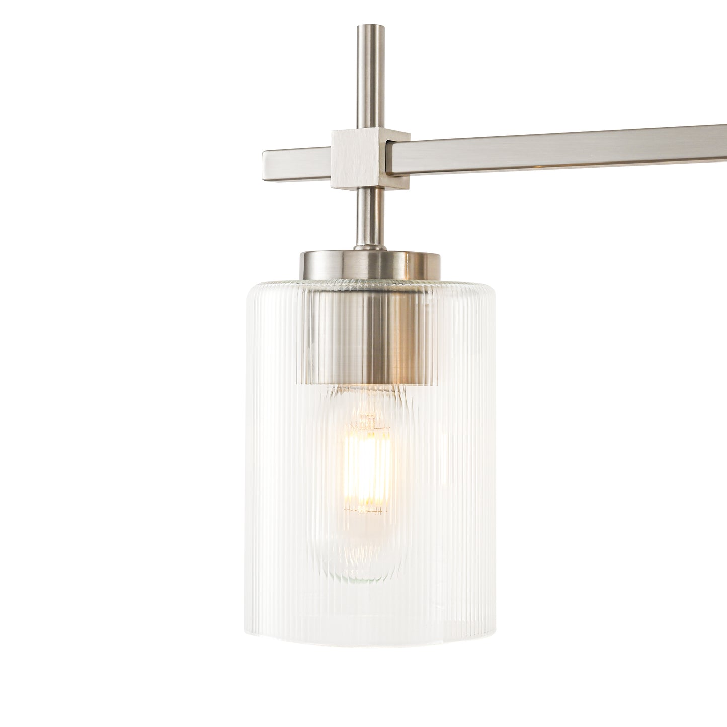 3-Light Brushed Nickel Vanity Light – Modern Bathroom Wall Light with Ribbed Glass