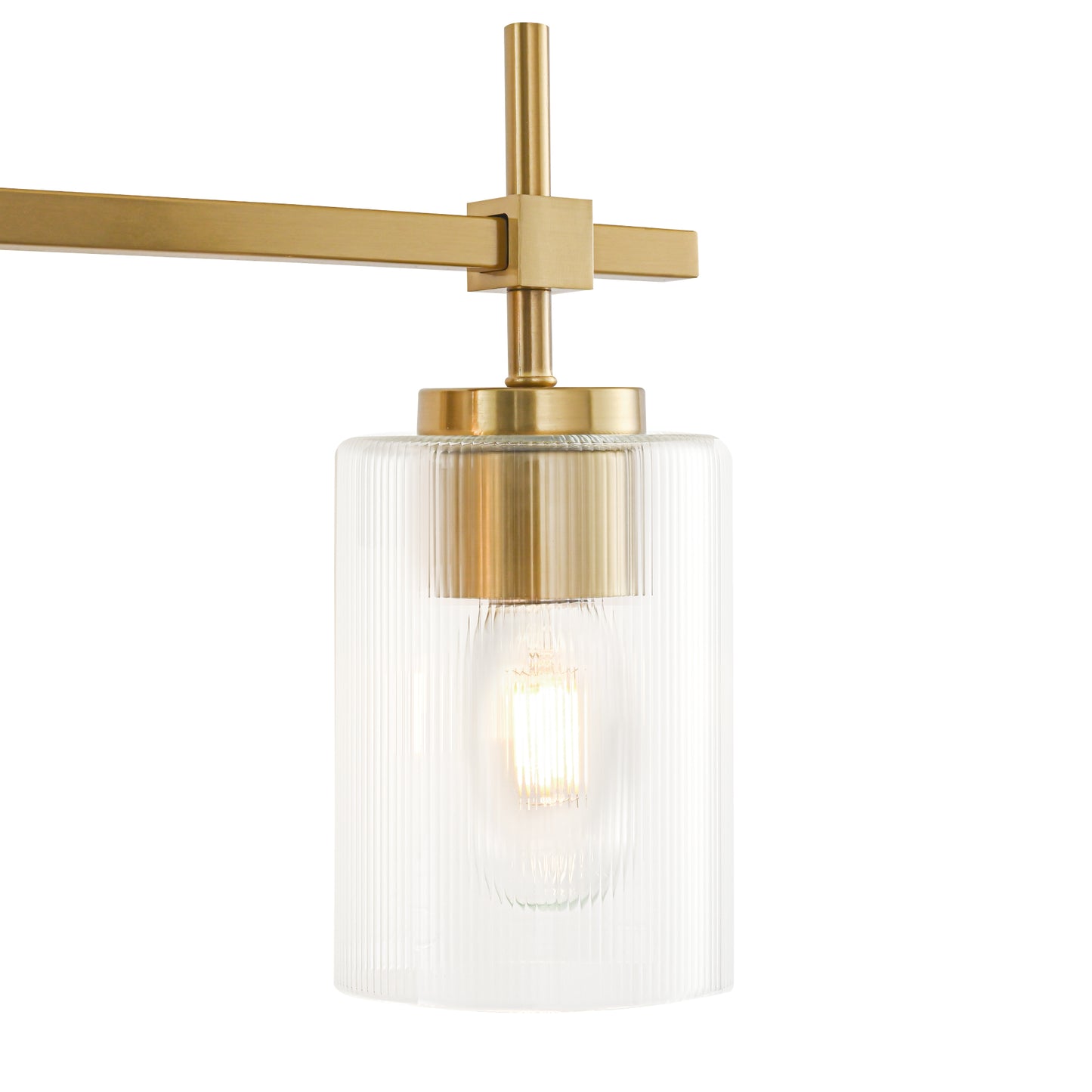 4-Light Gold Vanity Light – Modern Bathroom Wall Light with Ribbed Glass