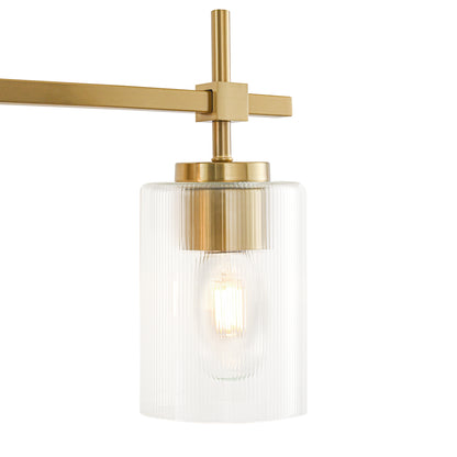 4-Light Gold Vanity Light – Modern Bathroom Wall Light with Ribbed Glass