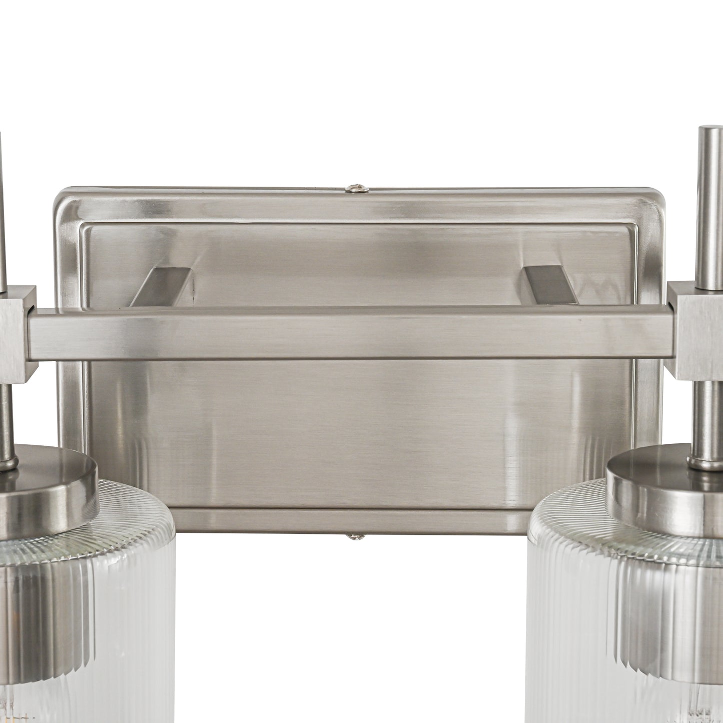 4-Light Brushed Nickel Vanity Light – Modern Bathroom Wall Light with Ribbed Glass