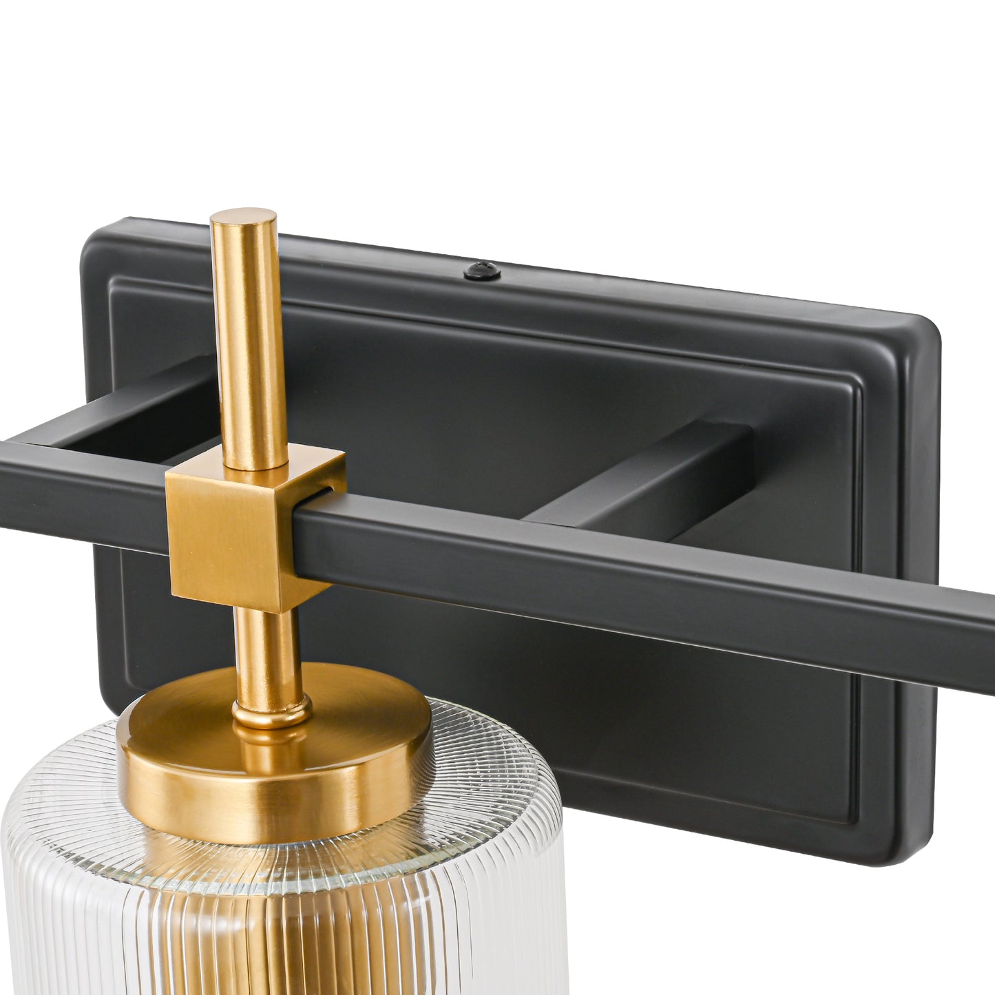 5-Light Black & Gold Vanity Light – Modern Bathroom Wall Light with Ribbed Glass