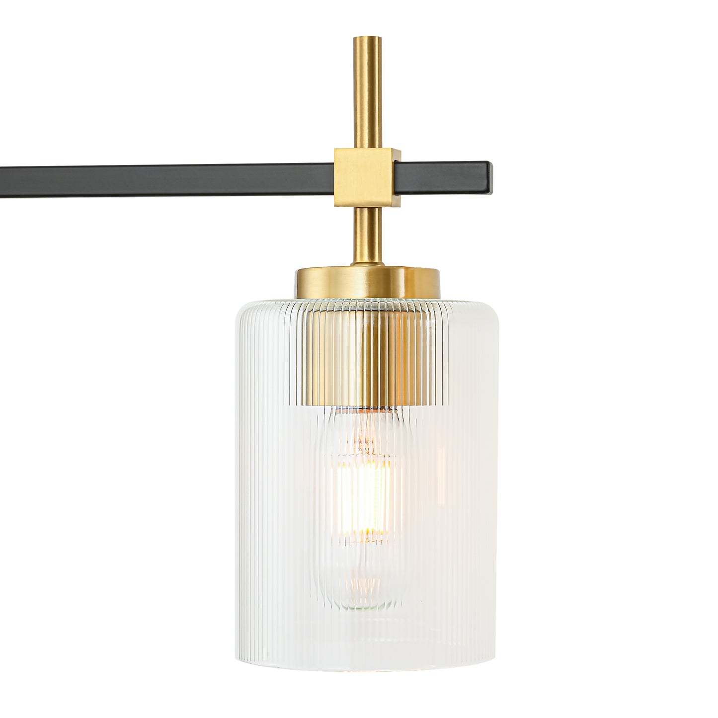 5-Light Black & Gold Vanity Light – Modern Bathroom Wall Light with Ribbed Glass