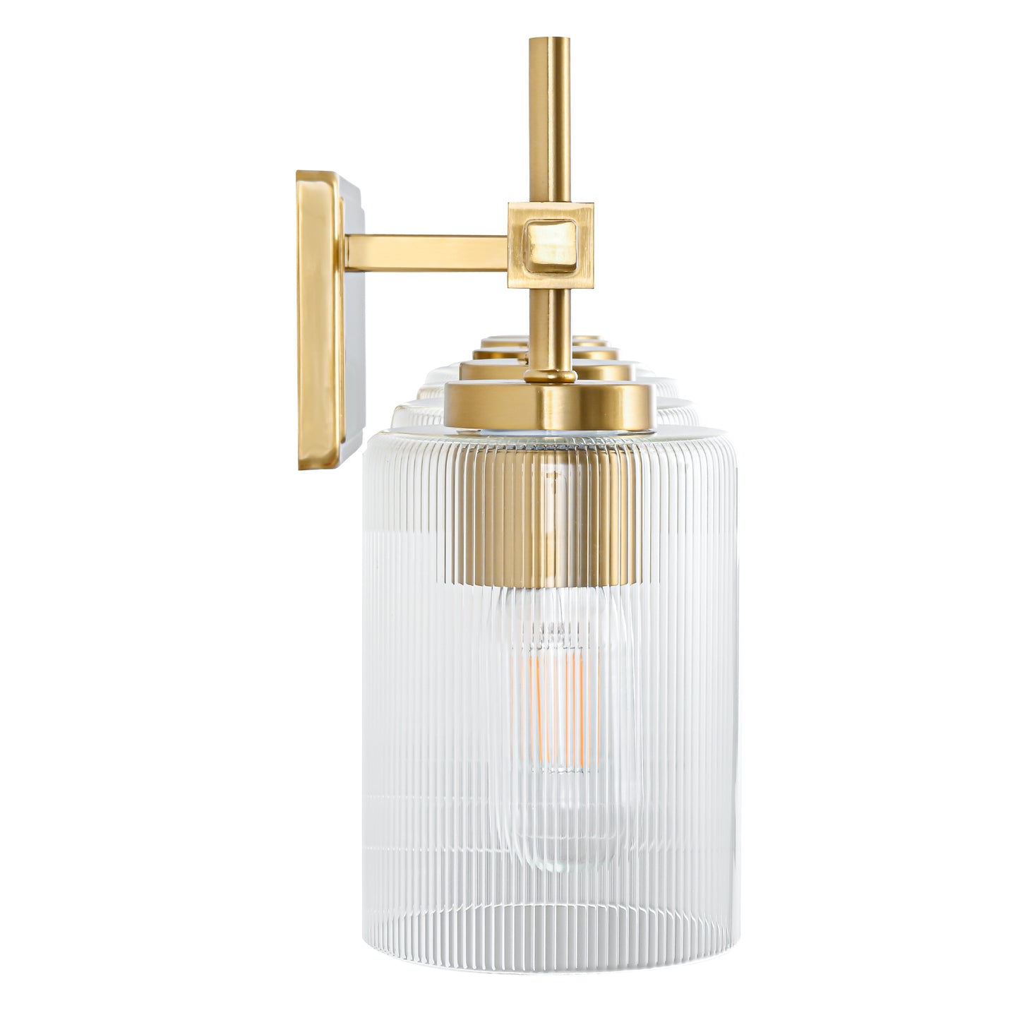 5-Light Gold Vanity Light – Modern Bathroom Wall Light with Ribbed Glass