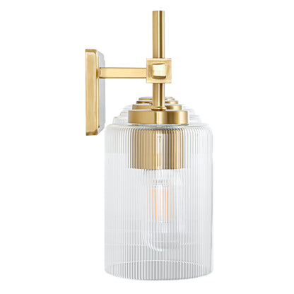 5-Light Gold Vanity Light – Modern Bathroom Wall Light with Ribbed Glass