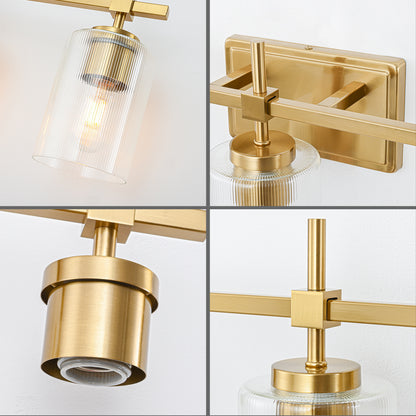 5-Light Gold Vanity Light – Modern Bathroom Wall Light with Ribbed Glass