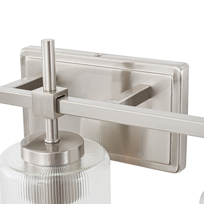 5-Light Brushed Nickel Vanity Light – Modern Bathroom Wall Light with Ribbed Glass