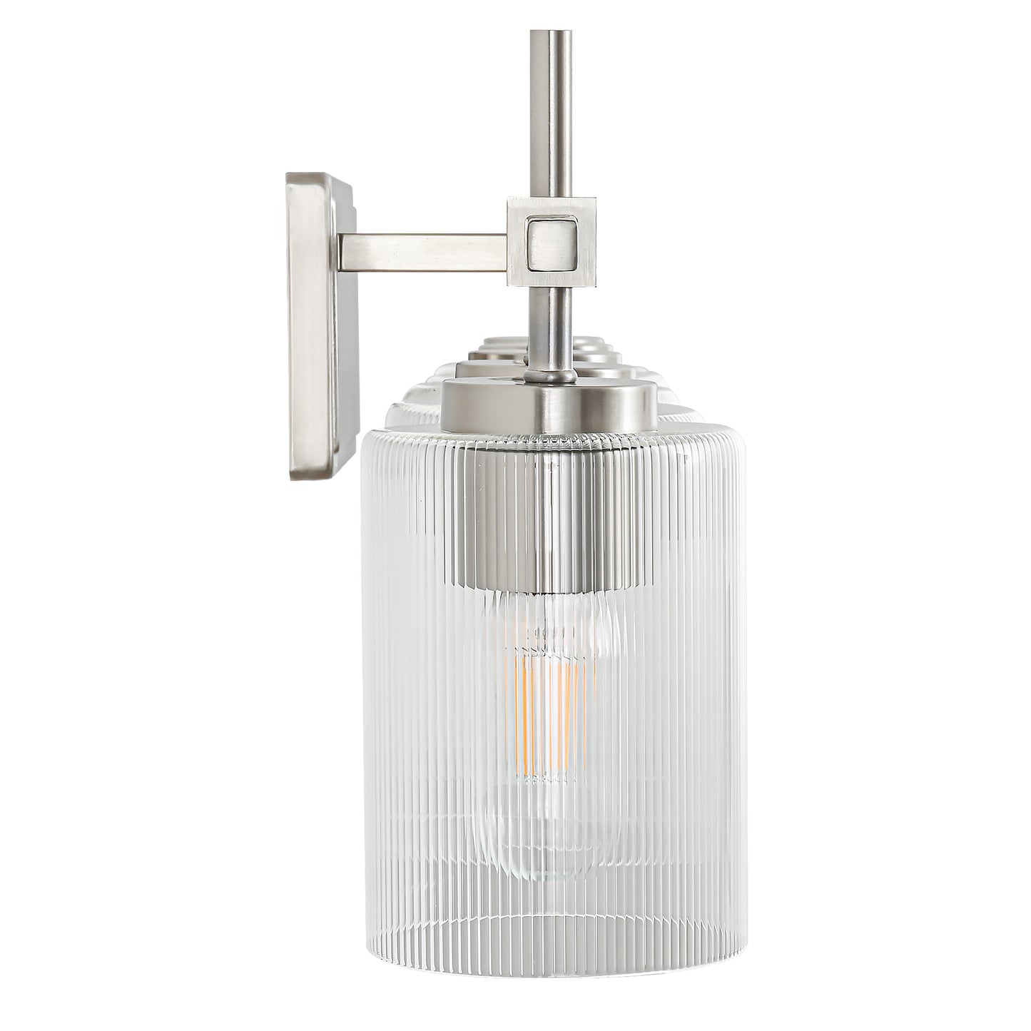 5-Light Brushed Nickel Vanity Light – Modern Bathroom Wall Light with Ribbed Glass