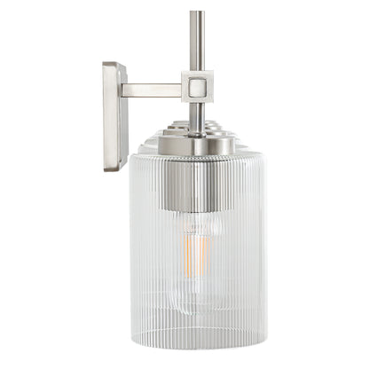5-Light Brushed Nickel Vanity Light – Modern Bathroom Wall Light with Ribbed Glass