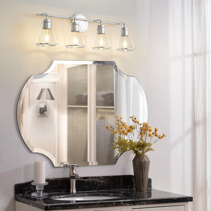 4-Light Chrome Bathroom Vanity Light with Clear Glass – Modern Wall Light Fixture