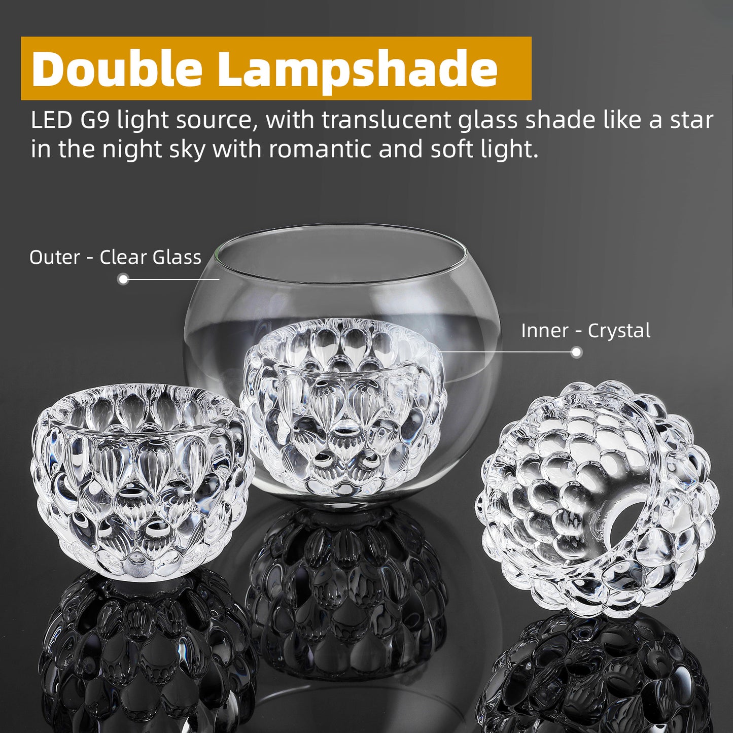 3-Light Chrome Crystal Vanity Light – Modern Bathroom Fixture with Inner Crystal Shade