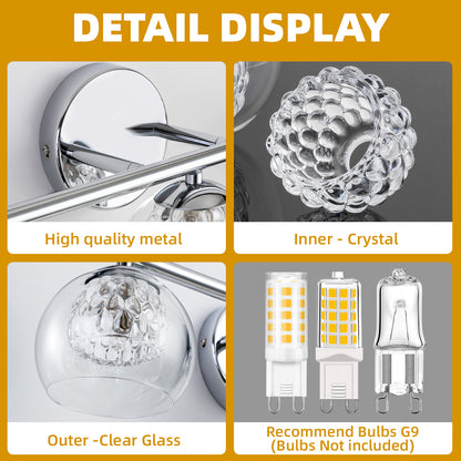 4-Light Chrome Crystal Vanity Light – Modern Bathroom Fixture with Inner Crystal Shade