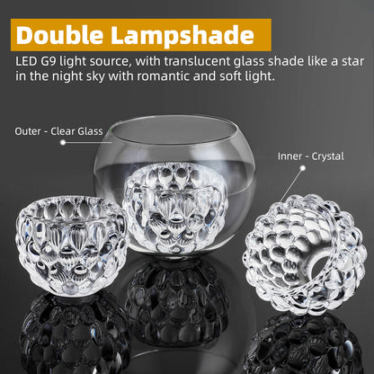 4-Light Chrome Crystal Vanity Light – Modern Bathroom Fixture with Inner Crystal Shade