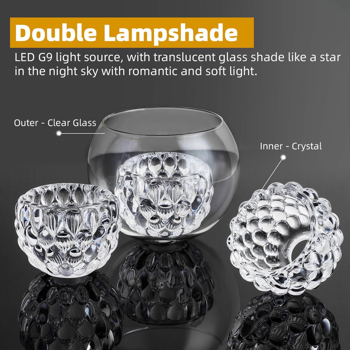 3-Light Black Crystal Vanity Light – Modern Bathroom Fixture with Inner Crystal Shade