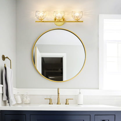 3-Light Gold Crystal Vanity Light – Modern Bathroom Fixture with Inner Crystal Shade